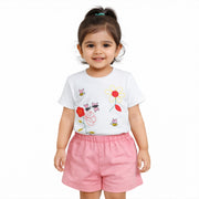 Off White Floral Embroidered Half Sleeves T-Shirt