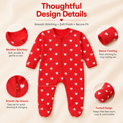 Baby Heart Print Blue & Deep Pink Zipper Rompers (Pack of 2)