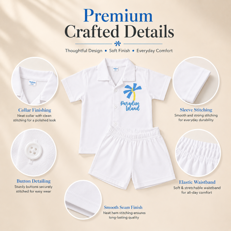 Boys Beach Style Shirt & Shorts Set | Paradise Print Outfit