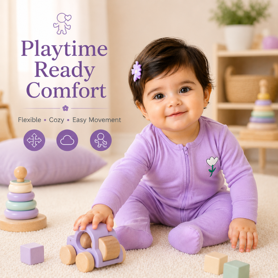 Baby Lavender Floral Zip Romper
