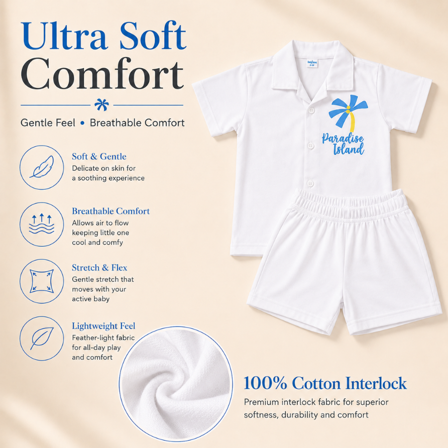 Boys Beach Style Shirt & Shorts Set | Paradise Print Outfit