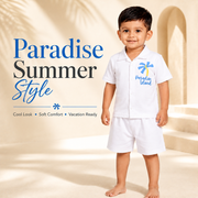 Boys Beach Style Shirt & Shorts Set | Paradise Print Outfit