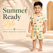 Boys Shirt & Short Co-ord Set Playful theme - Yellow
