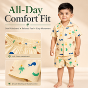 Boys Shirt & Short Co-ord Set Playful theme - Yellow