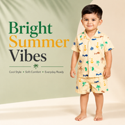 Boys Shirt & Short Co-ord Set Playful theme - Yellow