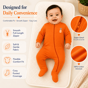 Orange Baby Full Sleeves Romper with Zipper Style & Pineapple Print