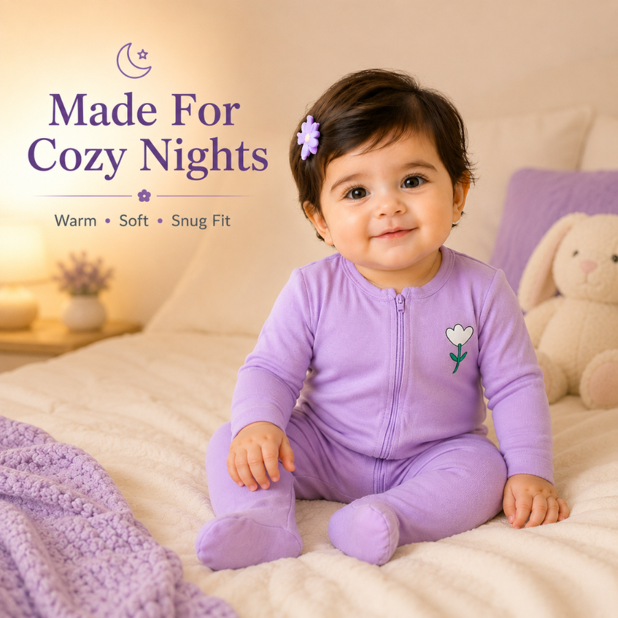 Baby Lavender Floral Zip Romper