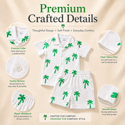 Kids Tropical Palm Print Shirt and Shorts Co-ord Set – White