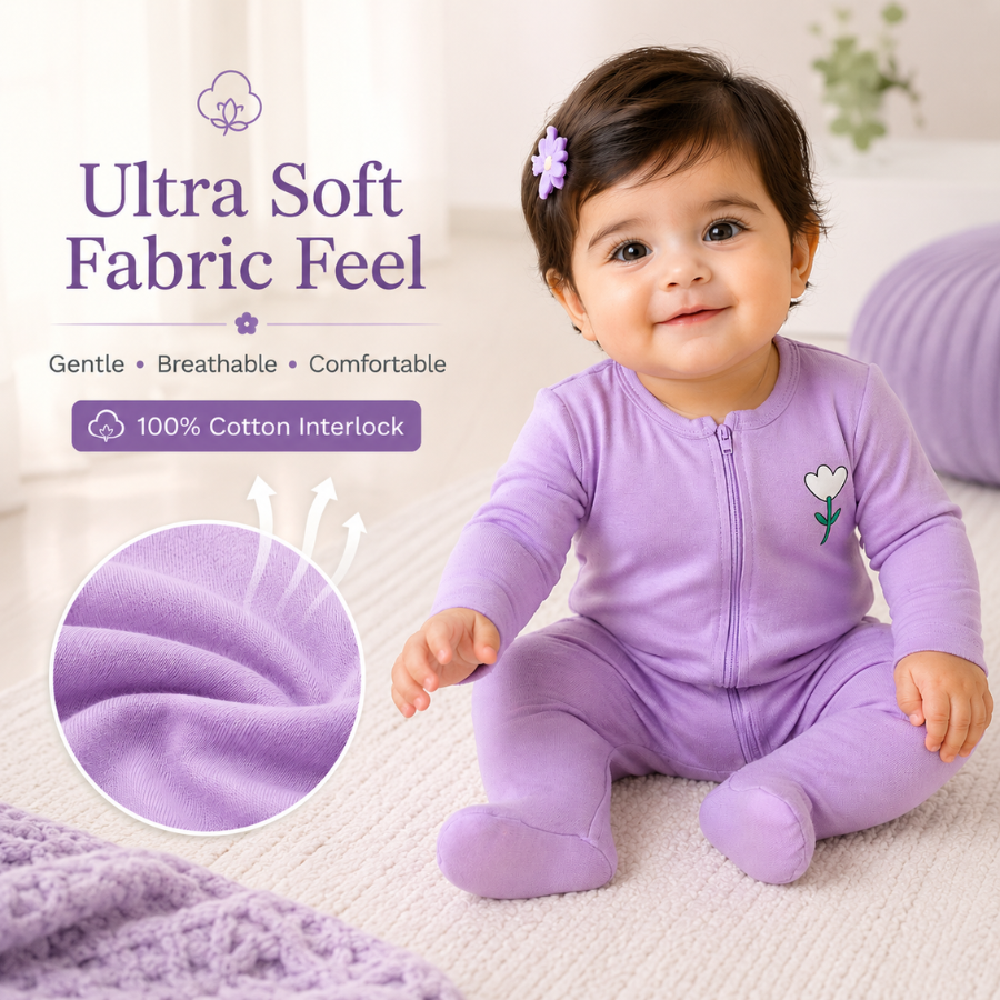 Baby Lavender Floral Zip Romper