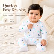 Baby Boys Dinosaur Print Zipper Full Sleeve Romper