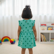 GIRLS COTTON GREEN DRESS