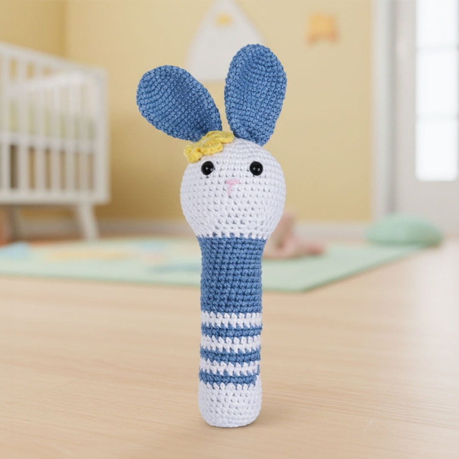 Sweet Crochet Bunny Baby Rattle (Blue)