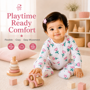 Baby Pink Floral Print Cotton Zip-Up Romper