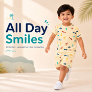Kids Cotton Interlock 2-Pack T-Shirt & Shorts Set – Tropical Print Summer Co-ord Combo