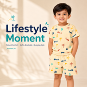 Kids Cotton Interlock T-Shirt & Shorts Set – Tropical Print Summer Co-ord Outfit