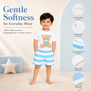 Boys Bear Print T-Shirt & Shorts Combo Set (Pack of 2)