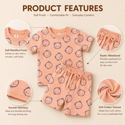Boys Bear Print T-Shirt & Shorts Combo Set (Pack of 2)