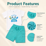 Boys Cotton Crab Print T-Shirt & Shorts Set