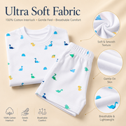 Kids Cotton Interlock 2-Pack T-Shirt & Shorts Set – Dinosaur Print Summer Co-ord Combo