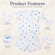 Kids Cotton Interlock T-Shirt & Shorts Set – Dinosaur Print Summer Co-ord Outfit
