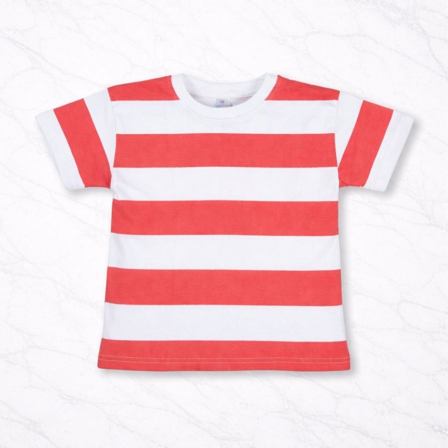 Girls Cotton T-Shirt Combo (Pack of 2) – Strawberry Print & Red Striped