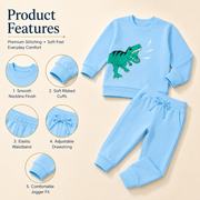 Light Blue Dinosaur Print Kids T-Shirt and Jogger Set
