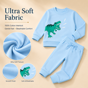 Light Blue Dinosaur Print Kids T-Shirt and Jogger Set