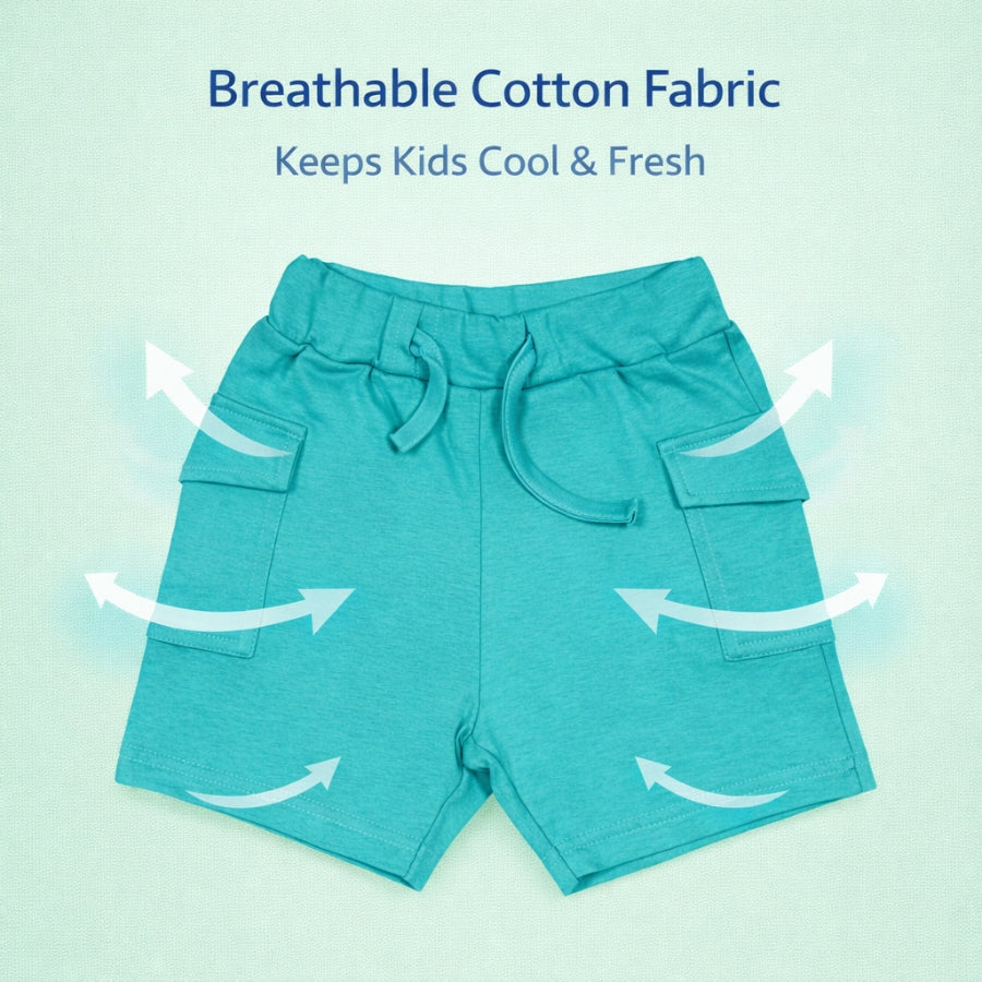 Boys Cotton Shorts with Cargo Pockets - (Pack of 3)