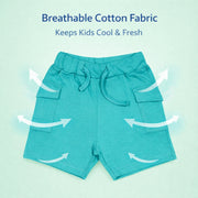 Boys Cotton Shorts with Cargo Pockets - (Pack of 3)