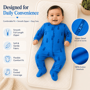 Blue Pineapple Print Baby Romper with Zip Closure