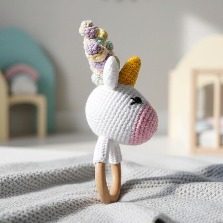 Rainbow hair Unicorn Rattle
