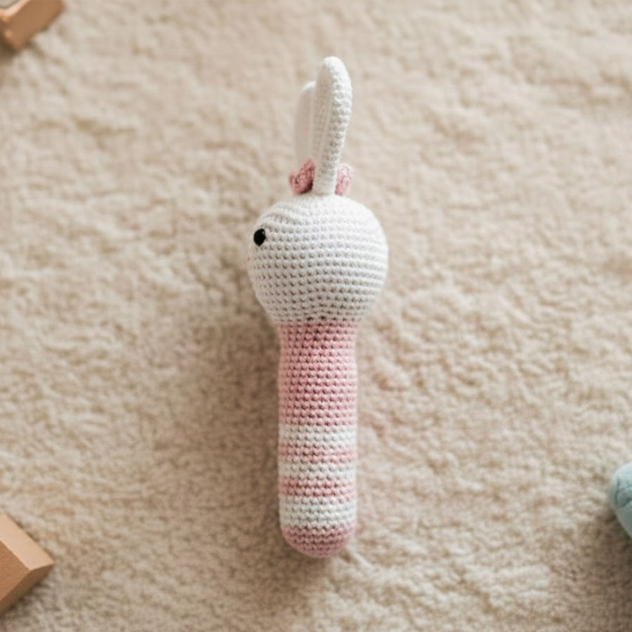 Sweet Crochet Bunny Baby Rattle (Pink)