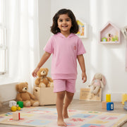 GIRLS T-SHIRT HOODIES SHORT SET