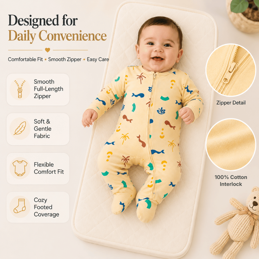 Soft 100% Cotton-Interlock Baby Romper  with Allover Print