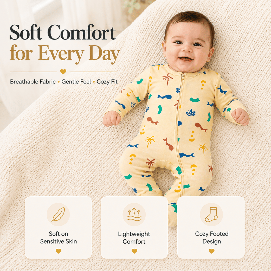 Soft 100% Cotton-Interlock Baby Romper  with Allover Print