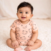 Baby Cotton Bear & Stripes Printed Rompers Set (Pack of 3)