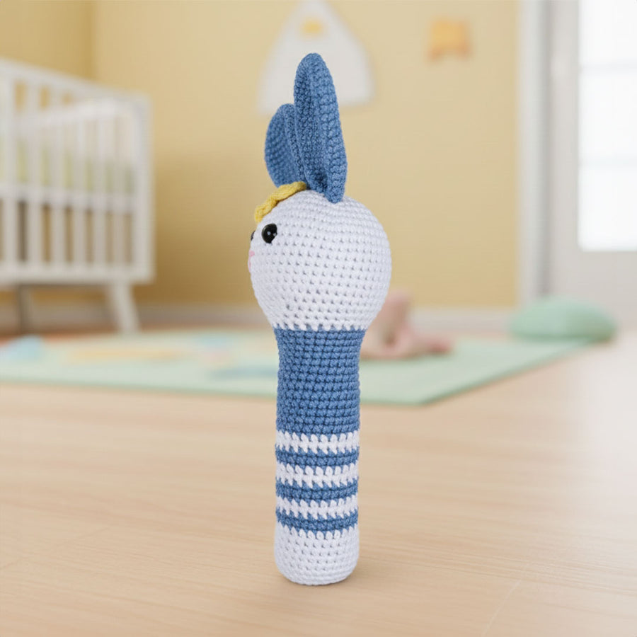 Sweet Crochet Bunny Baby Rattle (Blue)