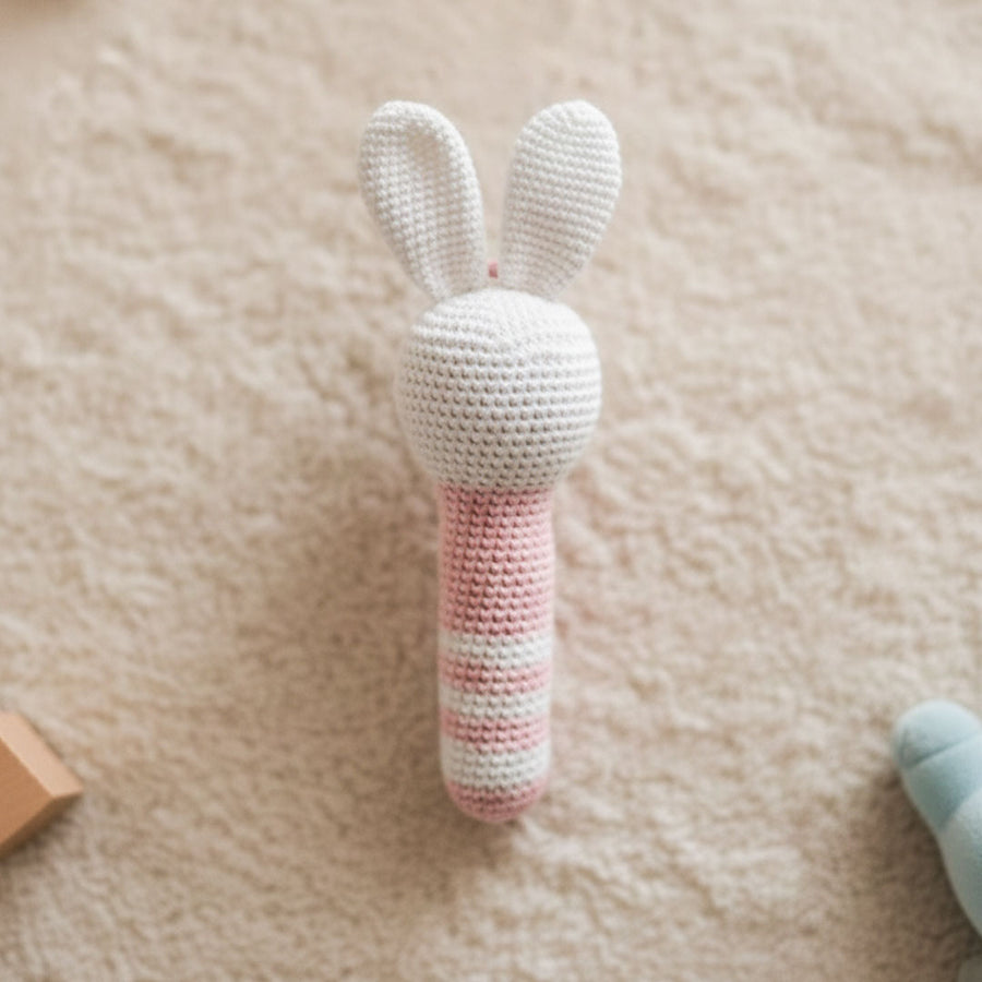 Sweet Crochet Bunny Baby Rattle (Pink)