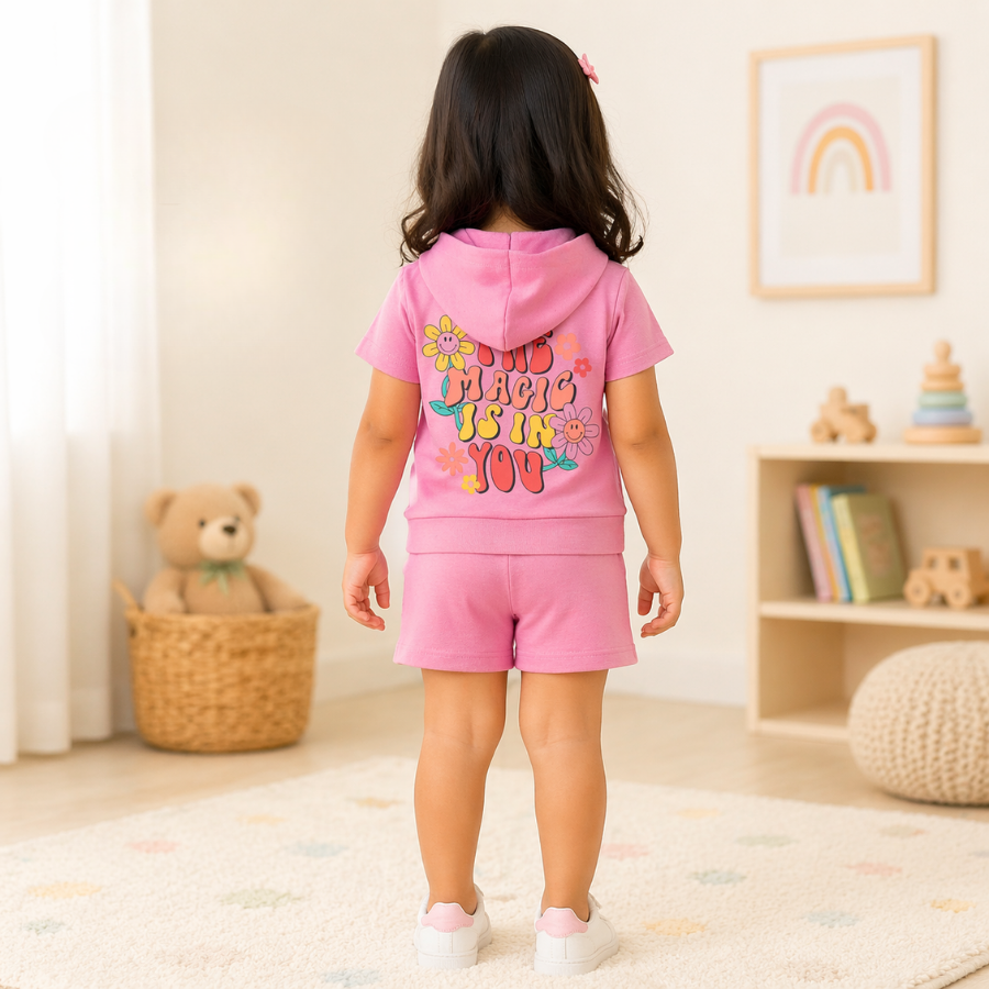 Pink Hoodie T-Shirt & Shorts