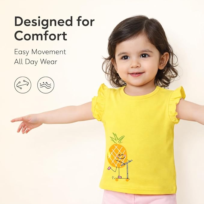 Cute Yellow Pineapple Print Girls Top