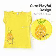 Cute Yellow Pineapple Print Girls Top