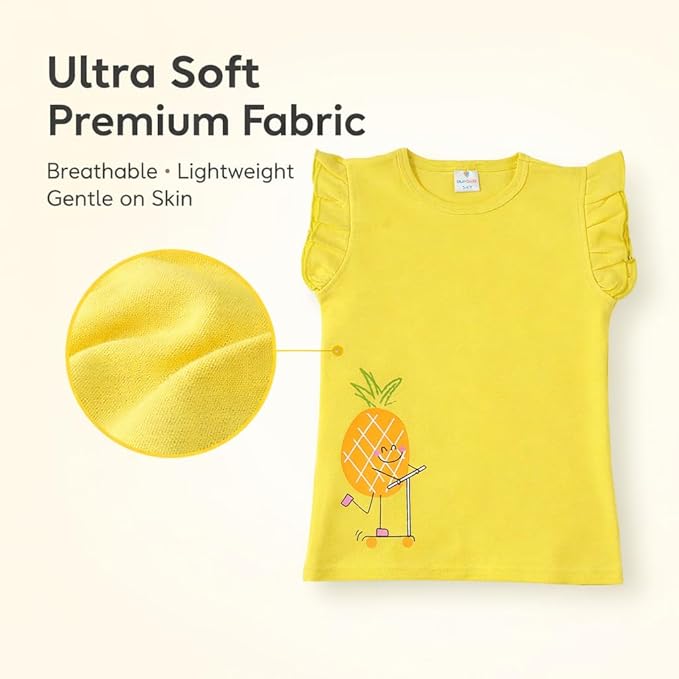 Cute Yellow Pineapple Print Girls Top