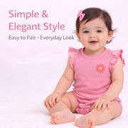 Pink Ruffle Sleeve Romper with Snap Closure