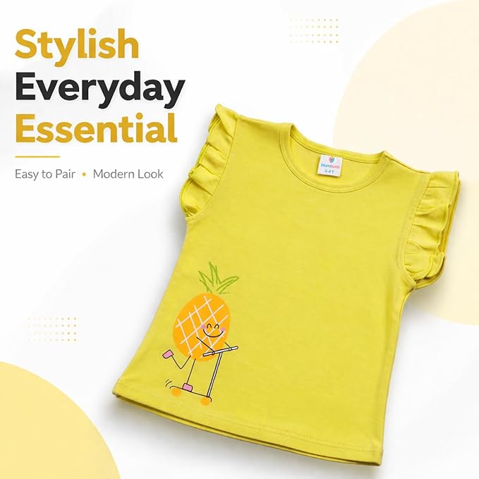 Cute Yellow Pineapple Print Girls Top