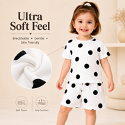Girls T-Shirts And  Shorts Polka Print Co-ord Set
