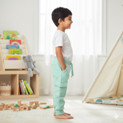 Kids Cotton Cargo Light Green Jogger Pants