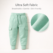 Kids Cotton Cargo Light Green Jogger Pants