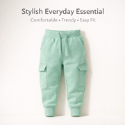 Kids Cotton Cargo Light Green Jogger Pants