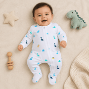 Baby Boys Dinosaur Print Zipper Full Sleeve Romper