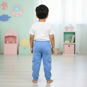Kids Royal Blue Cotton Drawstring Cargo Jogger Pants
